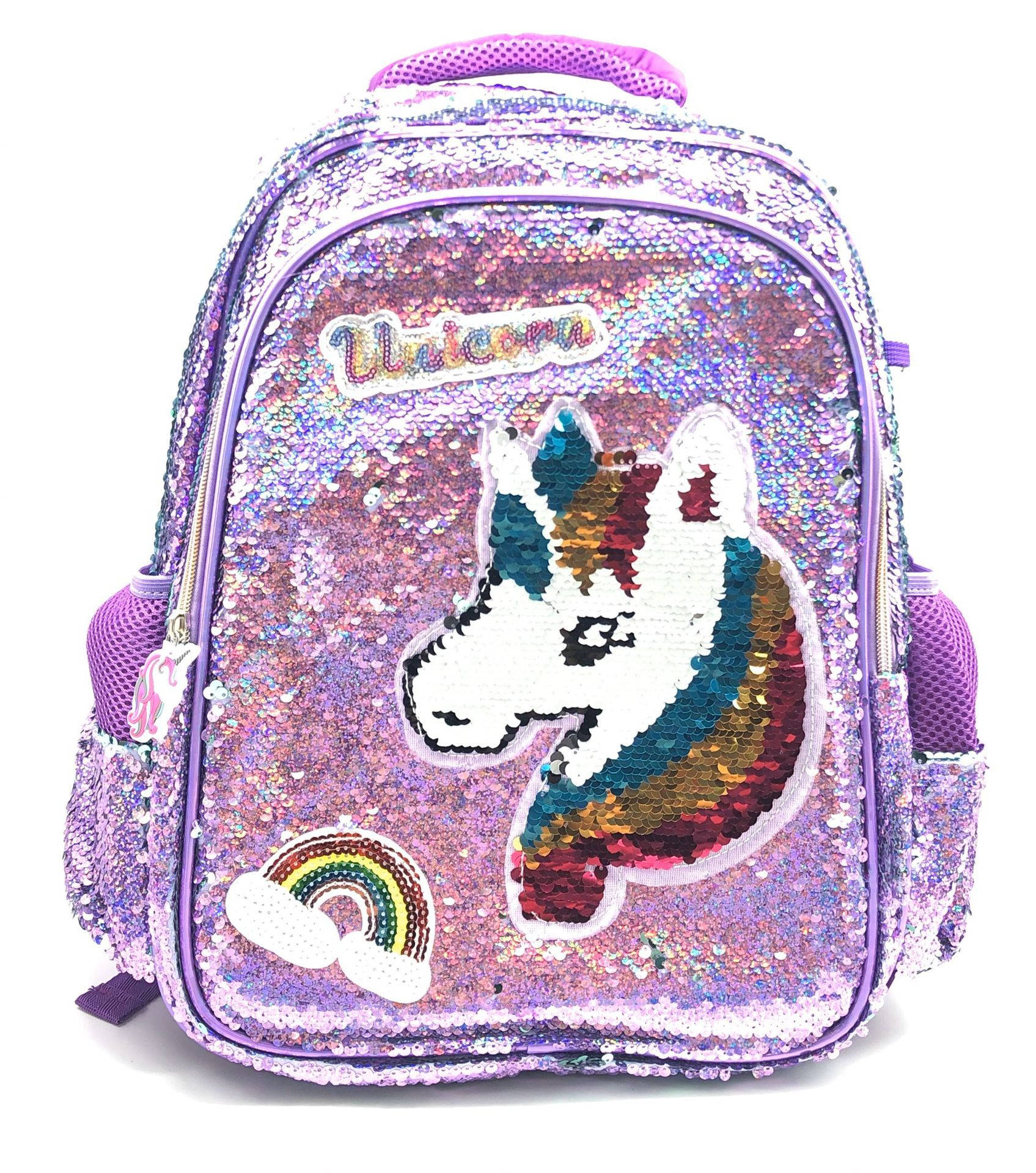 Girls Barbie Unicorn Sequin Backpack New School Bag for Girls#1