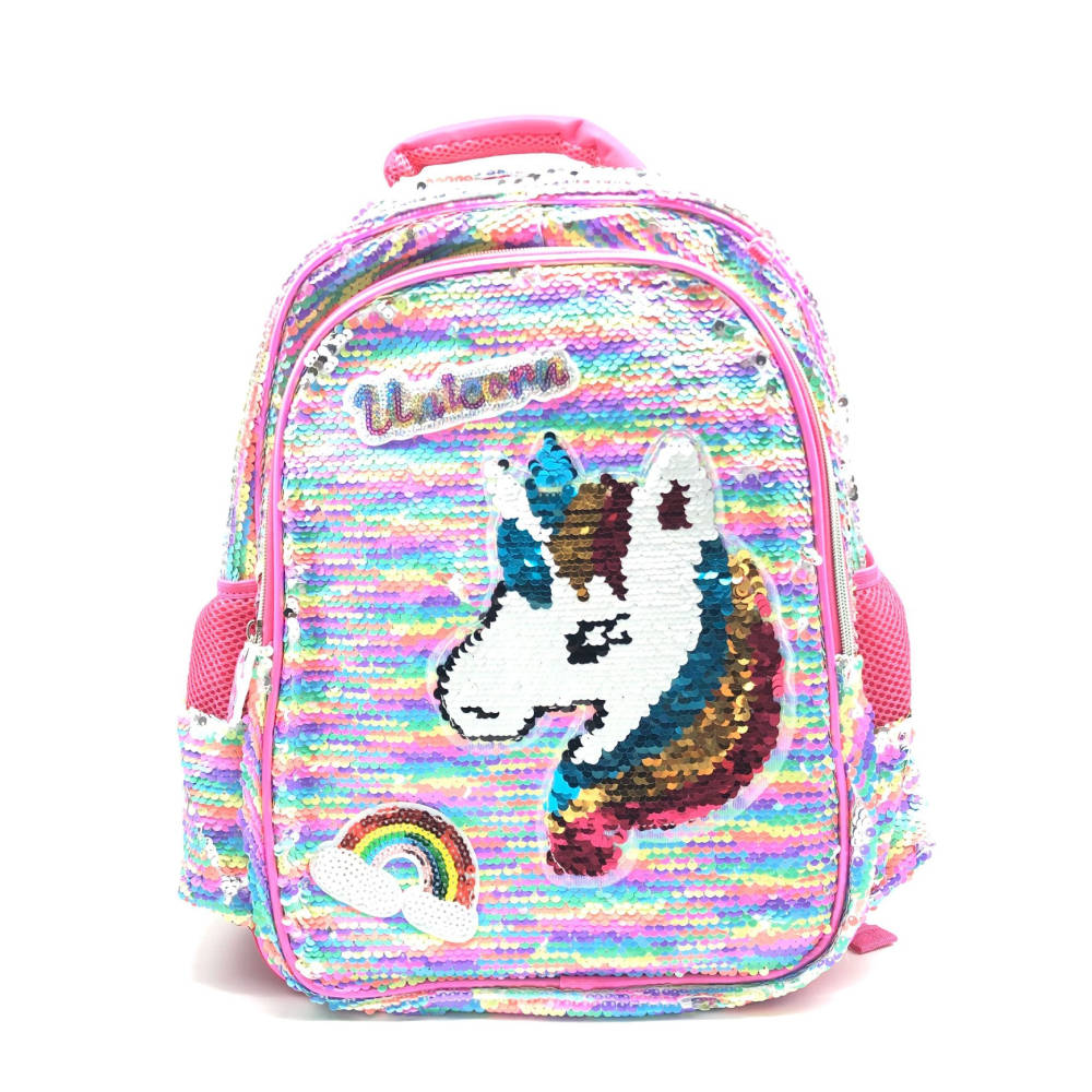 Barbie Unicorn Sequin Kids Backpack New School Bag for Girls#1