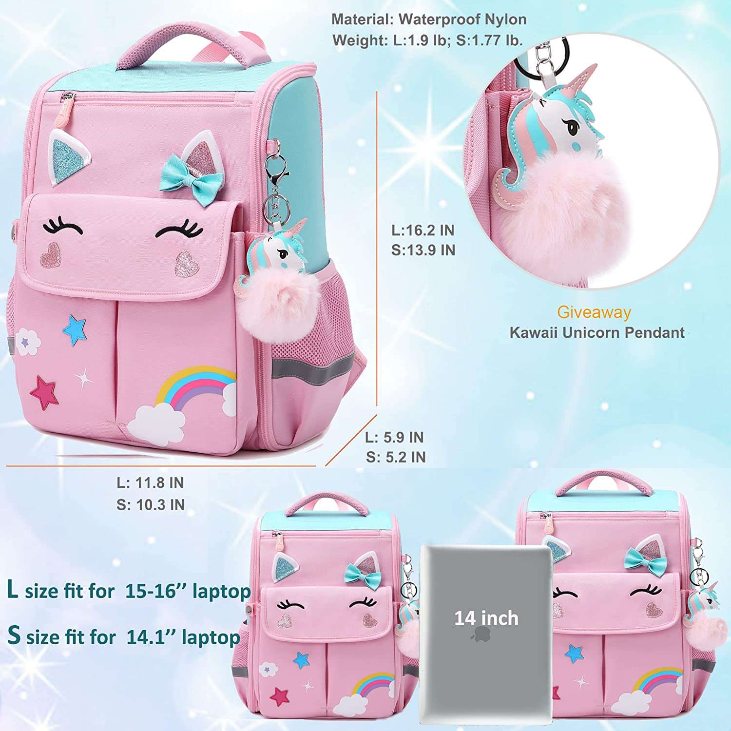 Barbie Unicorn Girls Backpacks for School New School Bag for Girls#6