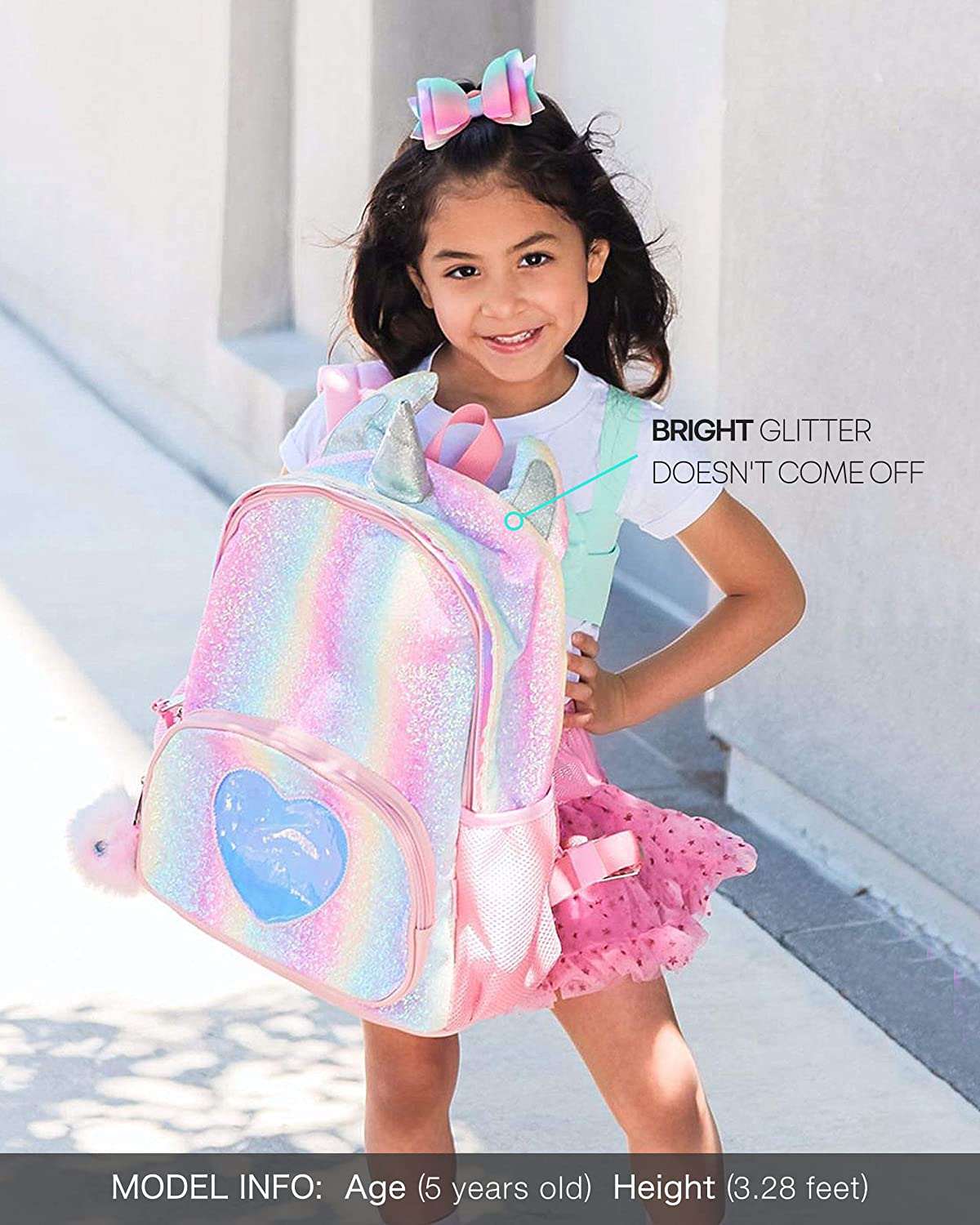 Barbie Pink Unicorn Backpack Rainbow School Bag New School Bag for Girls#3