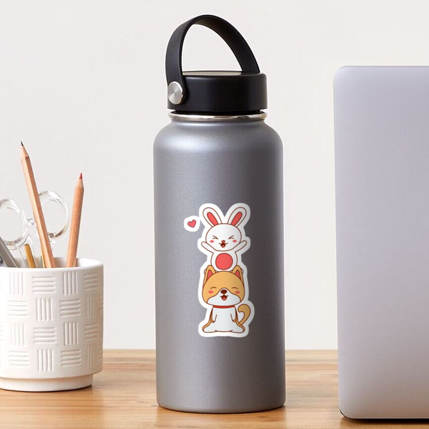 Korean Kawaii Aesthetic 1 Ltr Pet Sipper Bottle with DIY Bunny Sticker