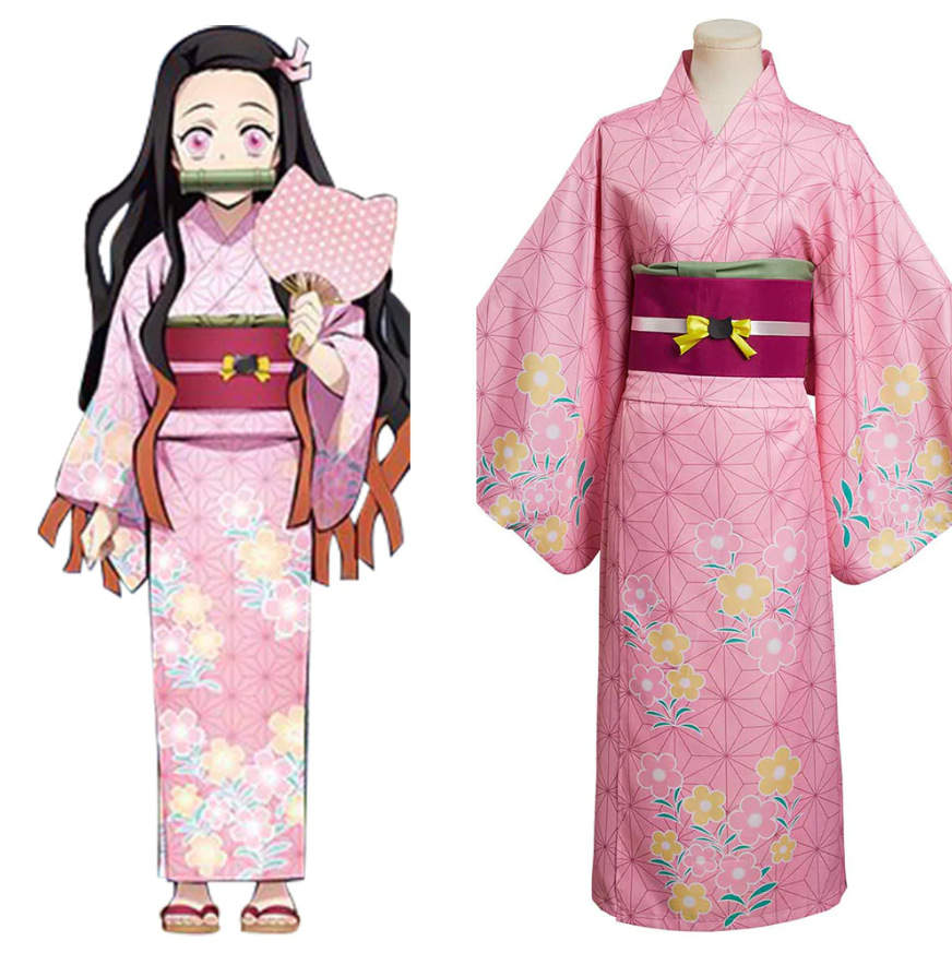 Demon Slayer Kamado Tanjiro and Nezuko Cosplay 3D Print Kimono