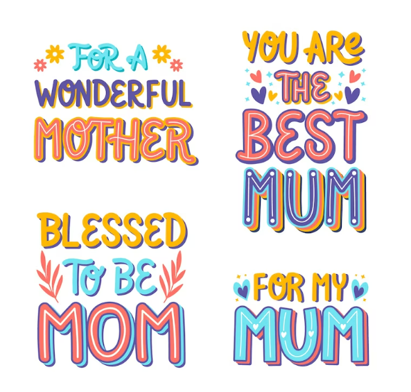 Colorful mothers day lettering collection Free Cheer Mom Svg#1