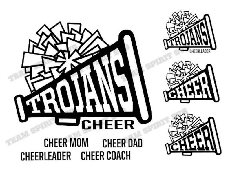 Trojans Cheer Megaphone SVG Cheerleading Download Files DXF Football And Cheer Mom Svg#1
