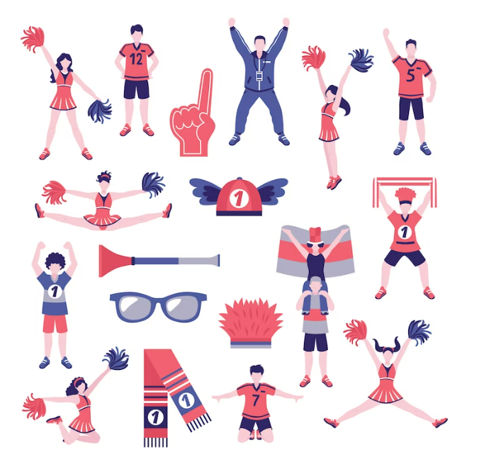 Fans supporters flat icons collection Football And Cheer Mom Svg Free#1