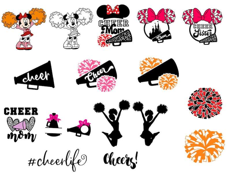 Minnie Mouse Pom Poms Svg Pom Poms Svg. Png. Cheer Mom Shirts Svg#1