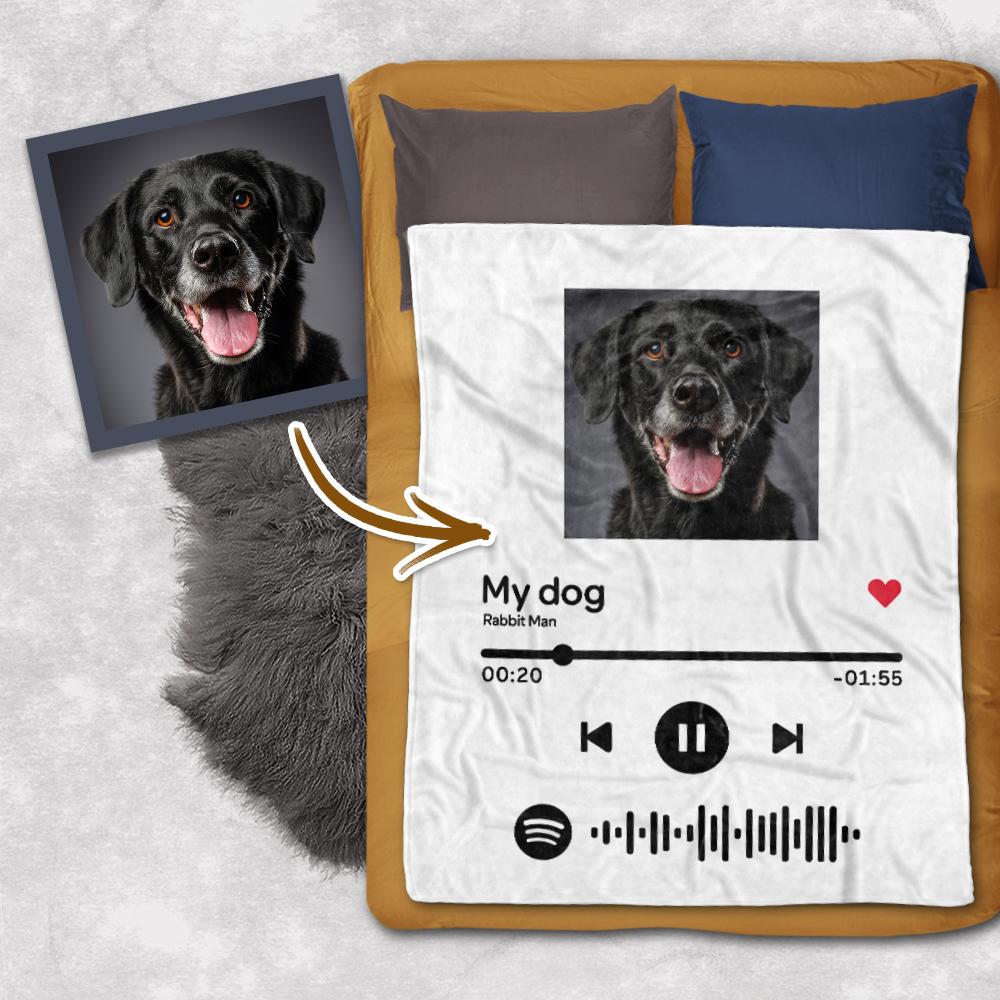 Custom Your Favorite Song Spotify Code Blanket Personalized Dog Photo