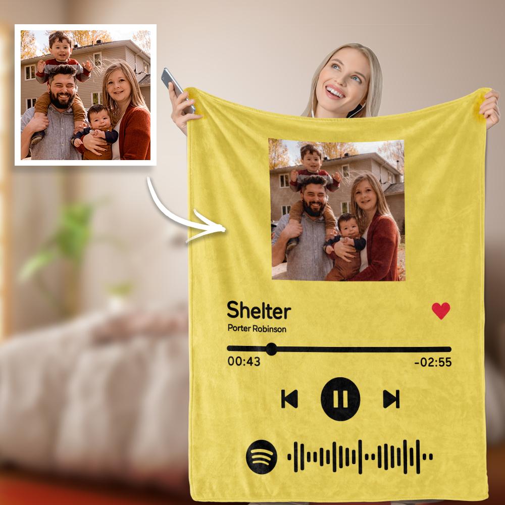 Custom Your Favorite Song Spotify Code Blanket Family Photo Blankets