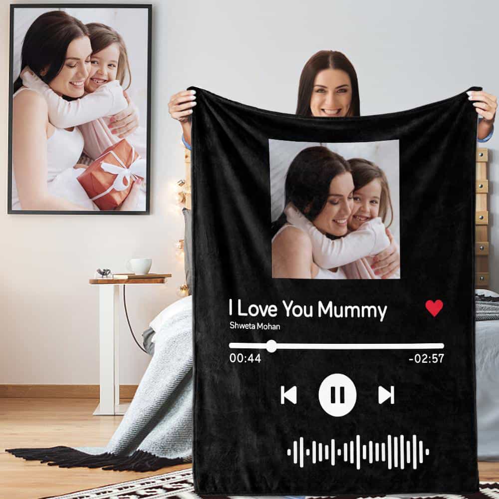 Custom Scannable Song Code Music Blanket Personalized Photo Fleece