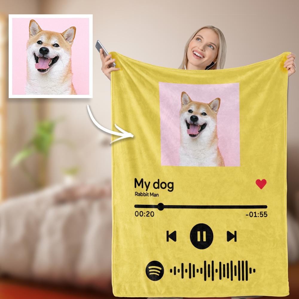 Custom Your Favorite Song Spotify Code Blanket Personalized Dog Photo
