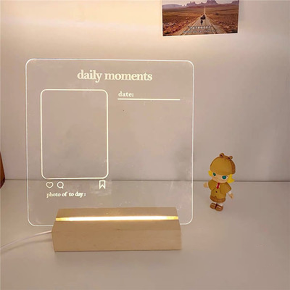 Acrylic Dry Erase Board Lighted Clear Dry Erase Board with Night Light Function（8 Inch*8 Inch）Suitable for Home Office School.with Multifunctional Stand 