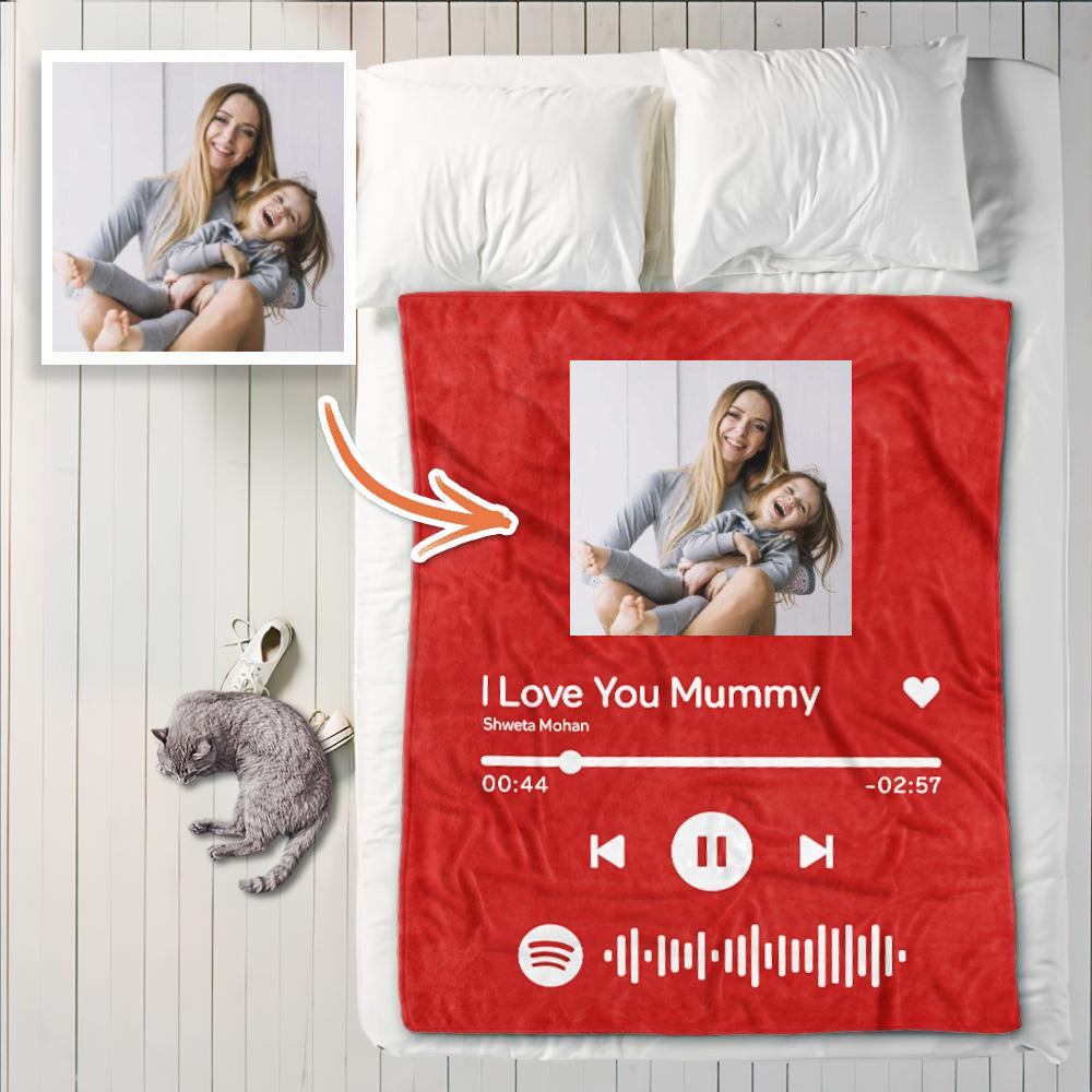 Custom Spotify Code Blanket Personalized Song Player Photo Blankets