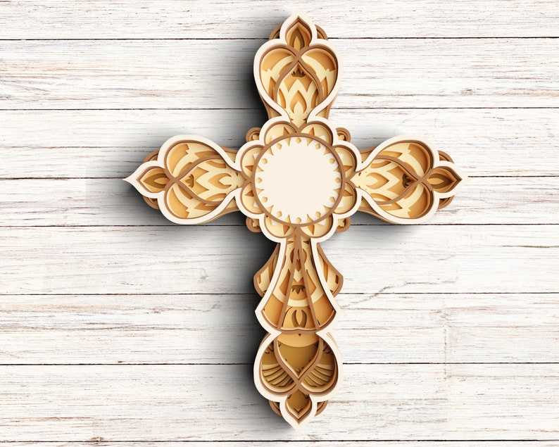 Cross Layered SVG DXF 7 Layers - Faith Cross Svg 3D Mandala Svg - Christian Svg files for Cricut#4