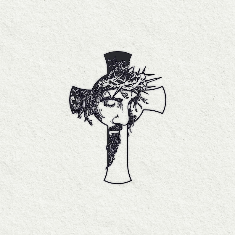 Jesus Cross SVG File Crucifix Faith Cross Laser Cut Files for Cricut Silhouette Cameo Glowforge Tattoo Design Digital