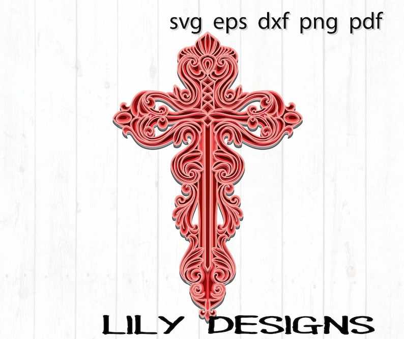 3d faith cross svg layered mandala Easter Christian Jesus memorial gift floral wall art decor multilayer cricut cut file#1