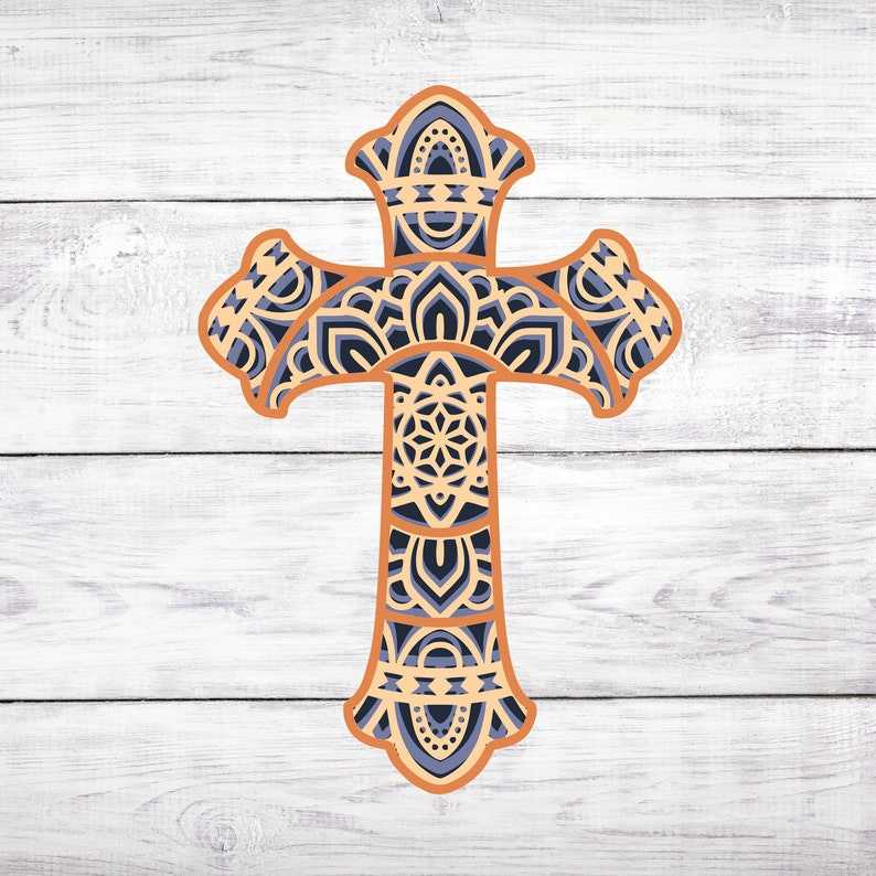 Cross Layered SVG 4 Layer, 3D Mandala Svg Christian Svg, Faith Cross Mandala Svg#1