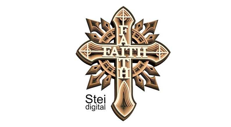 Faith cross SVG, 3d Cross Cricut svg, 3d mandala vector file, 3d layered faith Cross svg.#1