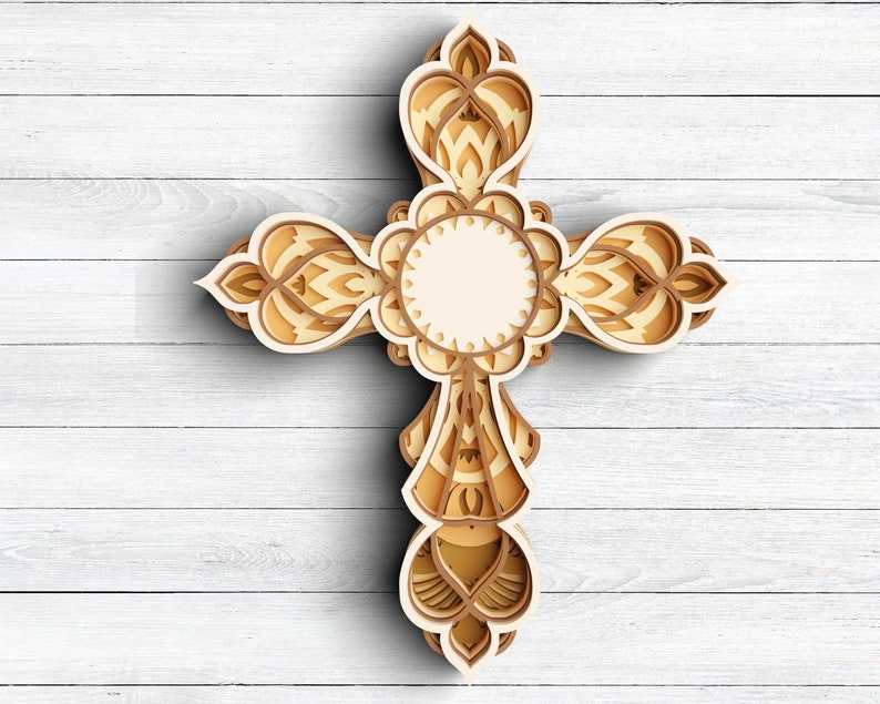 Cross Layered SVG DXF 7 Layers - Faith Cross Svg 3D Mandala Svg - Christian Svg files for Cricut#5