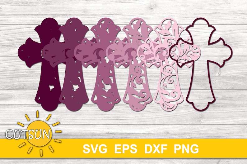 3D Layered Cross SVG Multilayered Cross Floral SVG#3