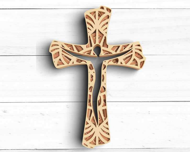 3D Cross SVG DXF 5 Layers - Faith Cross Svg 3D Mandala Svg - Christian Svg files for Cricut#7