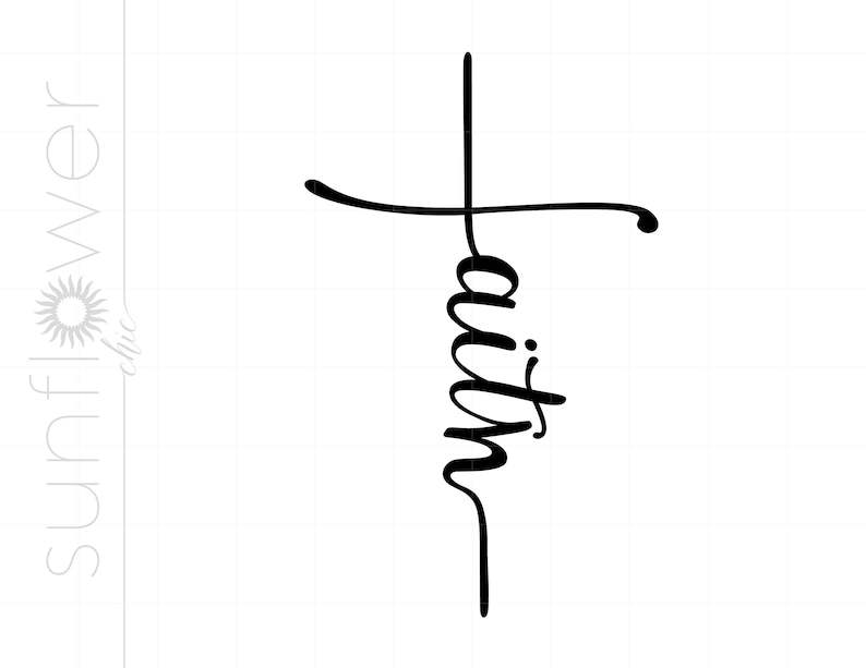FAITH CROSS Script Svg Cut Files Clipart Downloads | Faith Svg Pdf Silhouette | Cross Svg Clipart#3