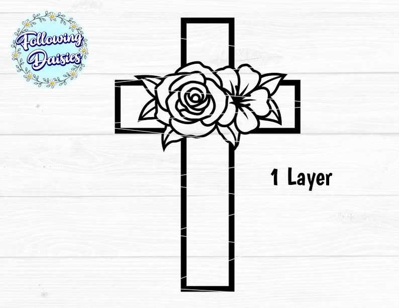 CROSS SVG With Flowers#6