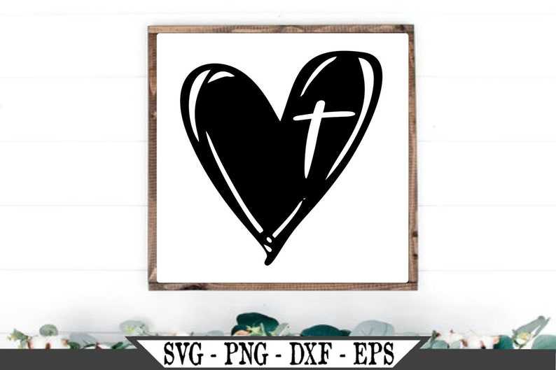 Heart With Cross SVG Christian Faith Vector Cut File For Vinyl Cutter Like Silhouette Cameo High Quality Perfect for your Design