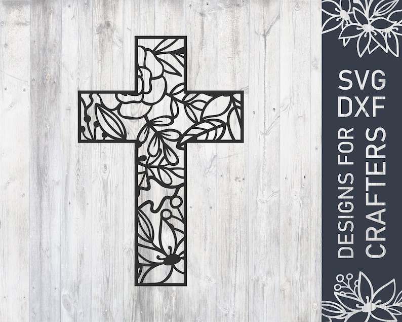 Floral Easter Cross Svg File, Easter Dxf File, Easter Vector, Easter Cut File, Cutting File For Cricut#1