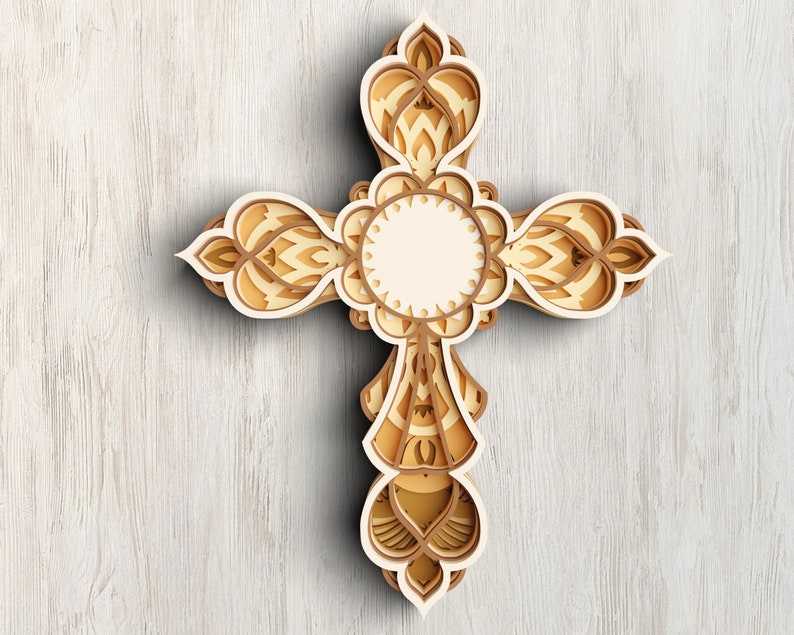 Cross Layered SVG DXF 7 Layers - Faith Cross Svg 3D Mandala Svg - Christian Svg files for Cricut#6