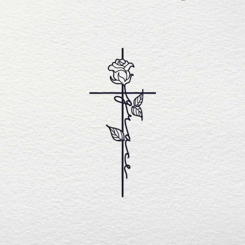 Grace Cross SVG - Cross SVG Rose Faith Jesus Crucifix Baptism Christian Religious Vinyl Cutting Cut File Silhouette Cricut Glowforge Laser High Quality Perfect for your Design 