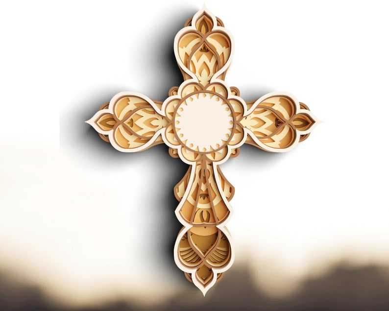 Cross Layered SVG DXF 7 Layers - Faith Cross Svg 3D Mandala Svg - Christian Svg files for Cricut#7