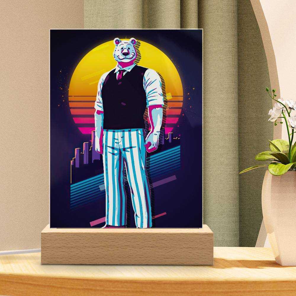 Beastars Lamp Riz 80s retro by Beastars Lamp with Wooden Base