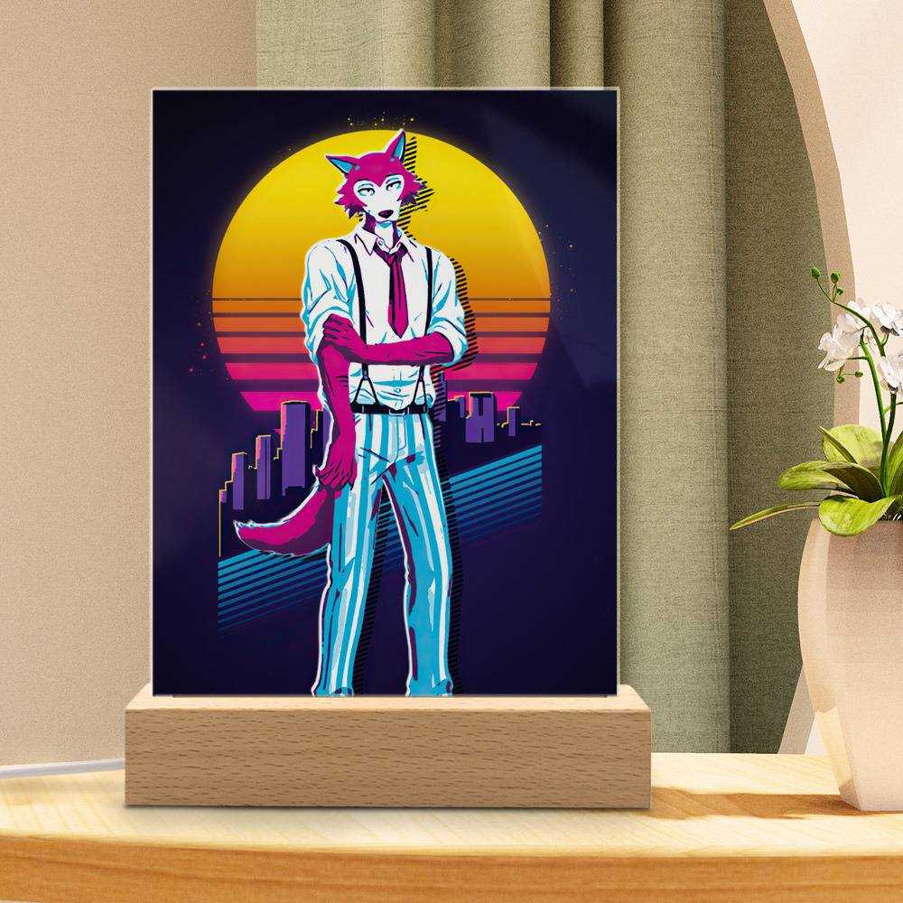 Beastars Lamp Legoshi 80s retro by Beastars Lamp with Wooden Base