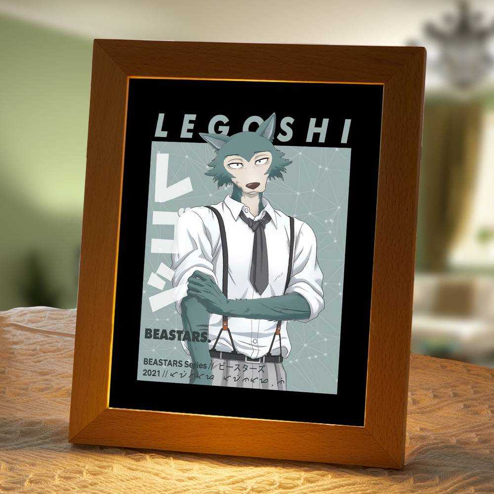 Beastars Lamp Classic Night Light Legoshi Haru Louis Juno Gohin Character by Beastars Lamp with Wooden Frame