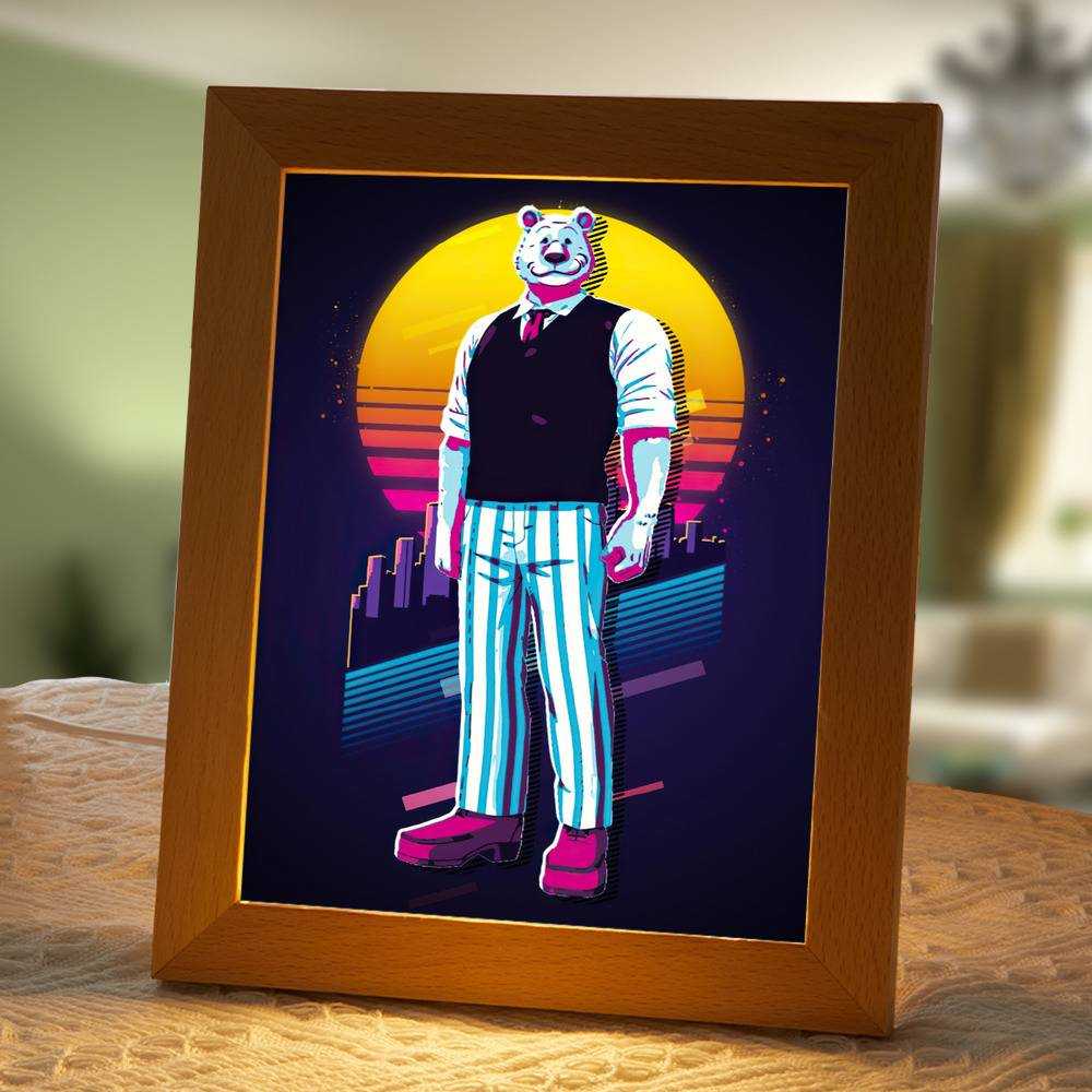 Beastars Lamp Classic Night Light Riz 80s retro by Beastars Lamp with Wooden Frame