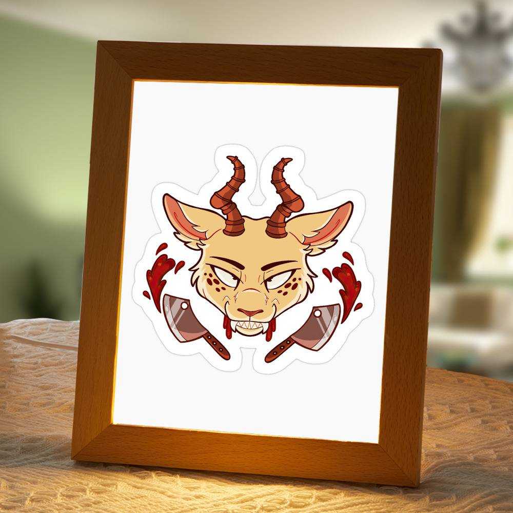 Beastars Lamp Classic Night Light Melon by Beastars Lamp with Wooden Frame