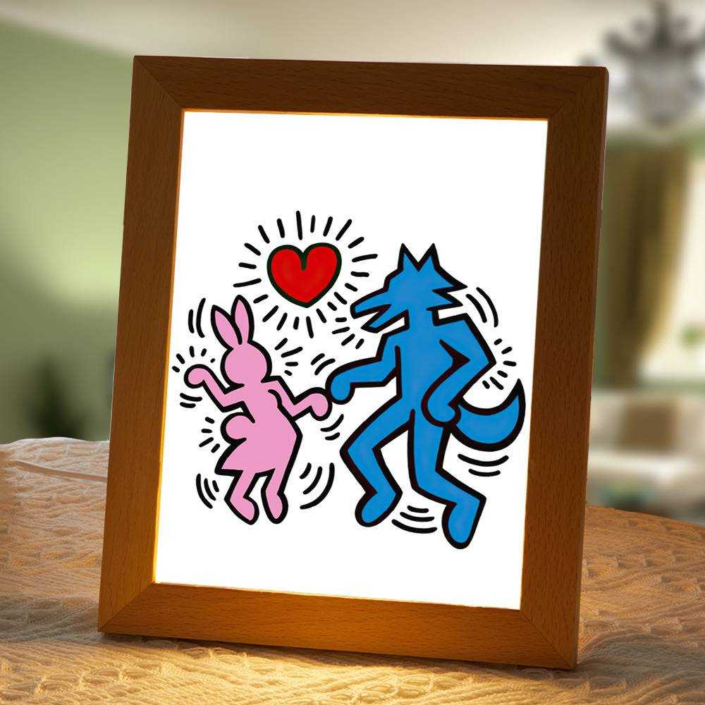 Beastars Lamp Classic Night Light Dancing by Beastars Lamp with Wooden Frame