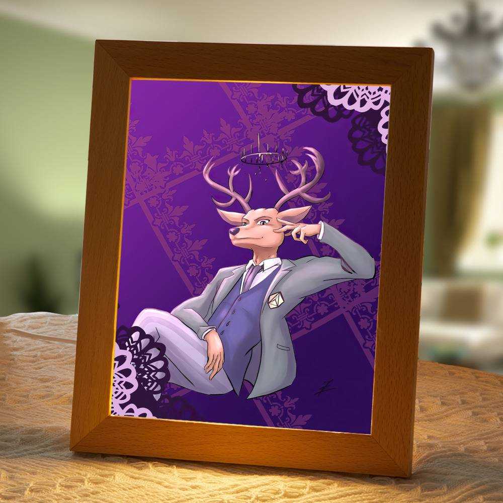 Beastars Lamp Classic Night Light Louis the King by Beastars Lamp with Wooden Frame