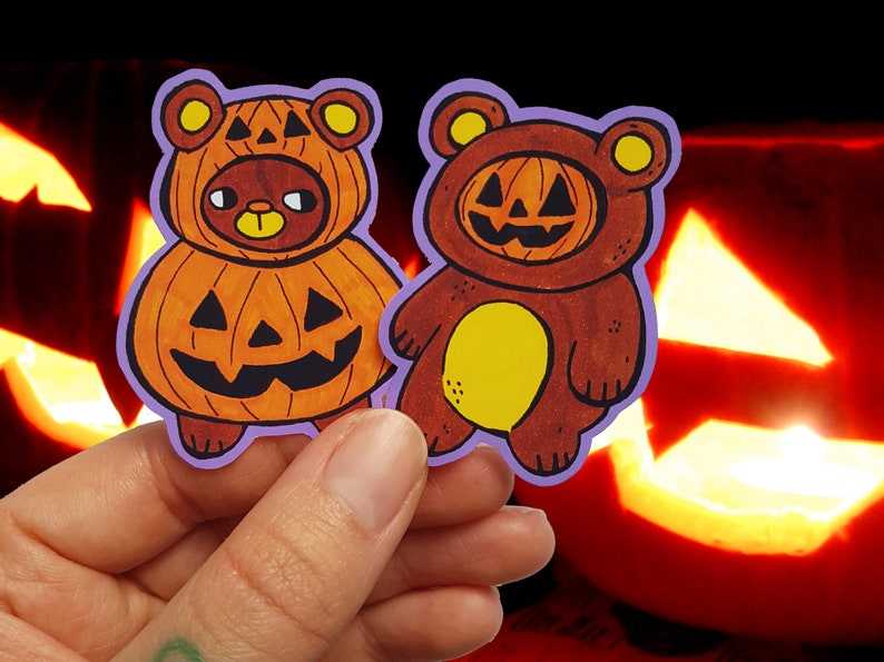 Halloween Costume Friends Bear And Pumpkin Sticker is the best way