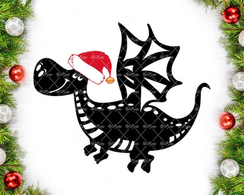 Cute Santa Hat Svg, Cute Dragon in Santa Hat SVG | School Mascot Svg | Kids Svg Clipart#2