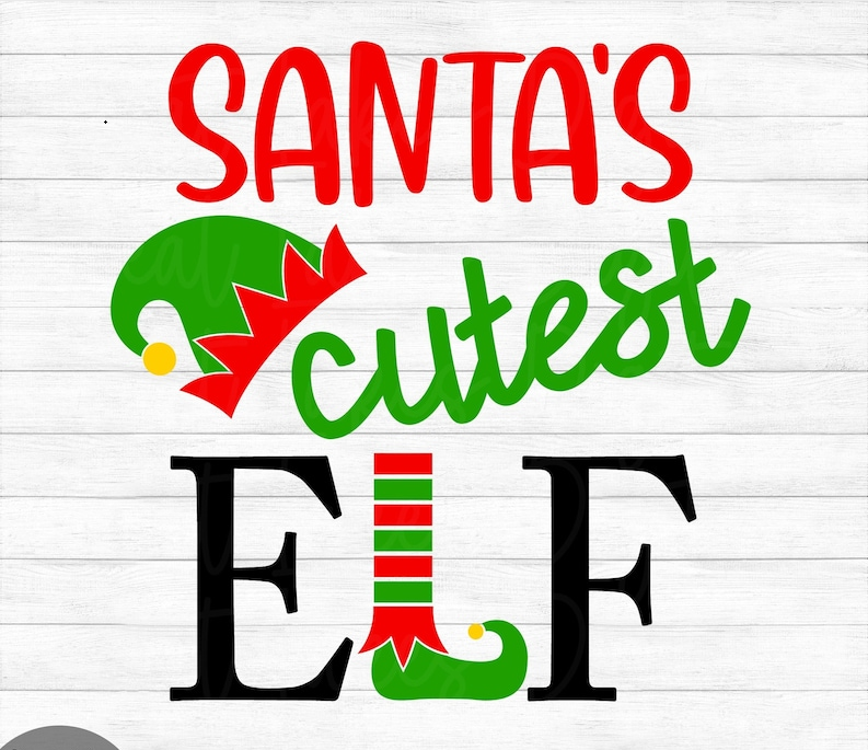 Cute Santa Hat Svg, Santa's Cutest Elf - Instant Digital Download - Elf Hat and Feet#1