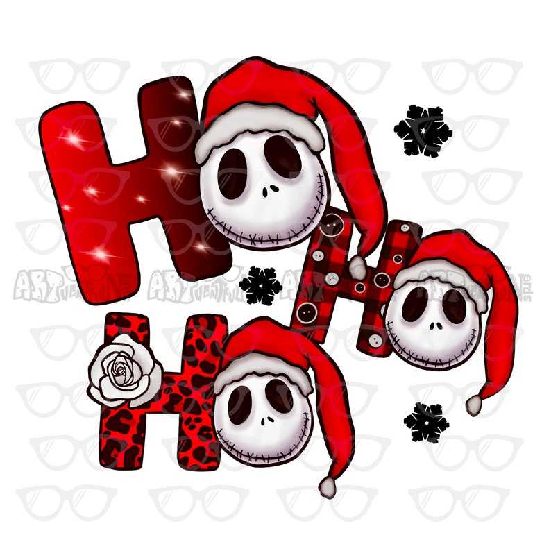 Jack Skellington Santa Hat Svg, Jack Skellington Ho Ho Ho DIGITAL DOWNLOAD Sublimation Design PNG#4