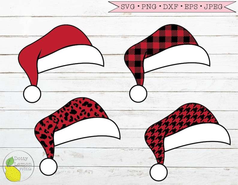 Simple Santa Hat Svg, Christmas svg Bundle Santa Hat svg | Red Plaid svg Leopard Print svg#1