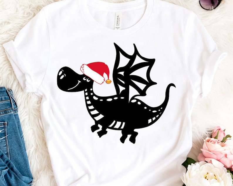 Cute Santa Hat Svg, Cute Dragon in Santa Hat SVG | School Mascot Svg | Kids Svg Clipart#1