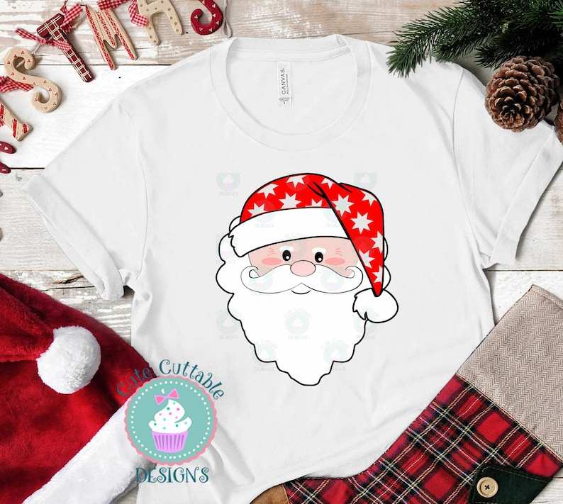 Cute Santa Hat Svg, Santa Face Svg | Christmas SVG | Cute Santa Claus Big Guy Svg#1