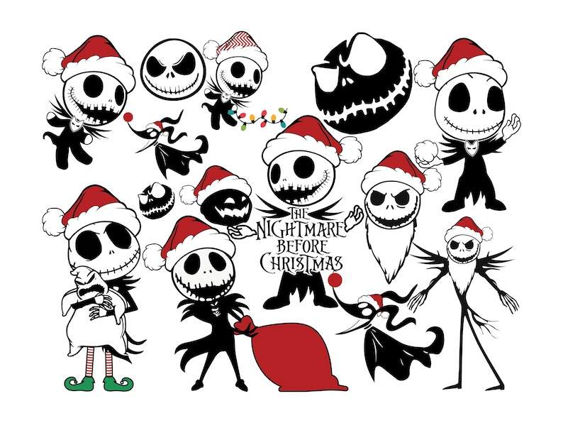 Jack Skellington Santa Hat Svg, Jackk Skellingtonn SVG Bundle | The Nightmaree Beforee Christmass Svg#1