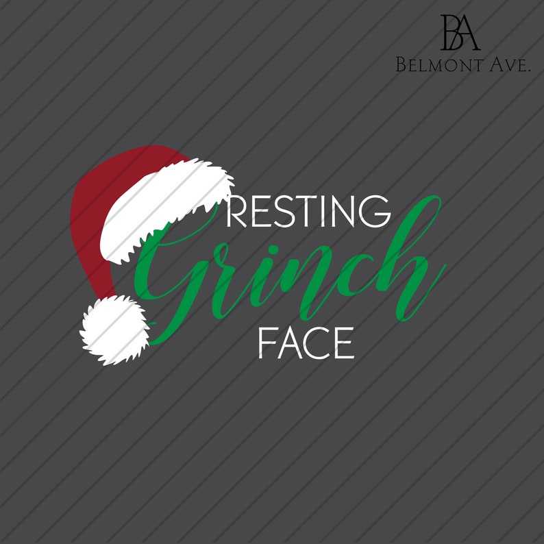Grinch Santa Hat Svg, Resting Grinch Face SVG PNG Digital Download#1