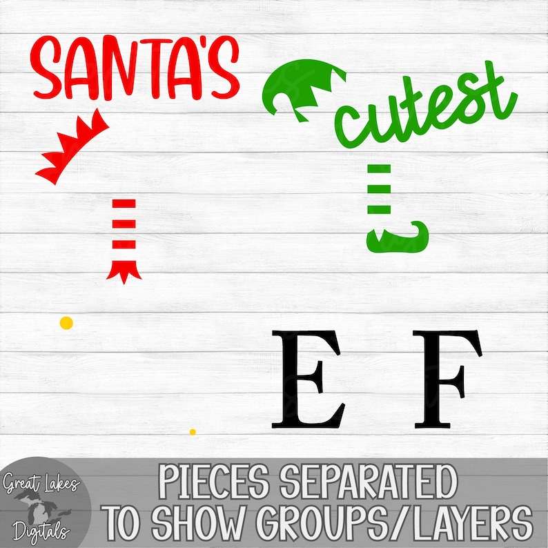 Cute Santa Hat Svg, Santa's Cutest Elf - Instant Digital Download - Elf Hat and Feet#2
