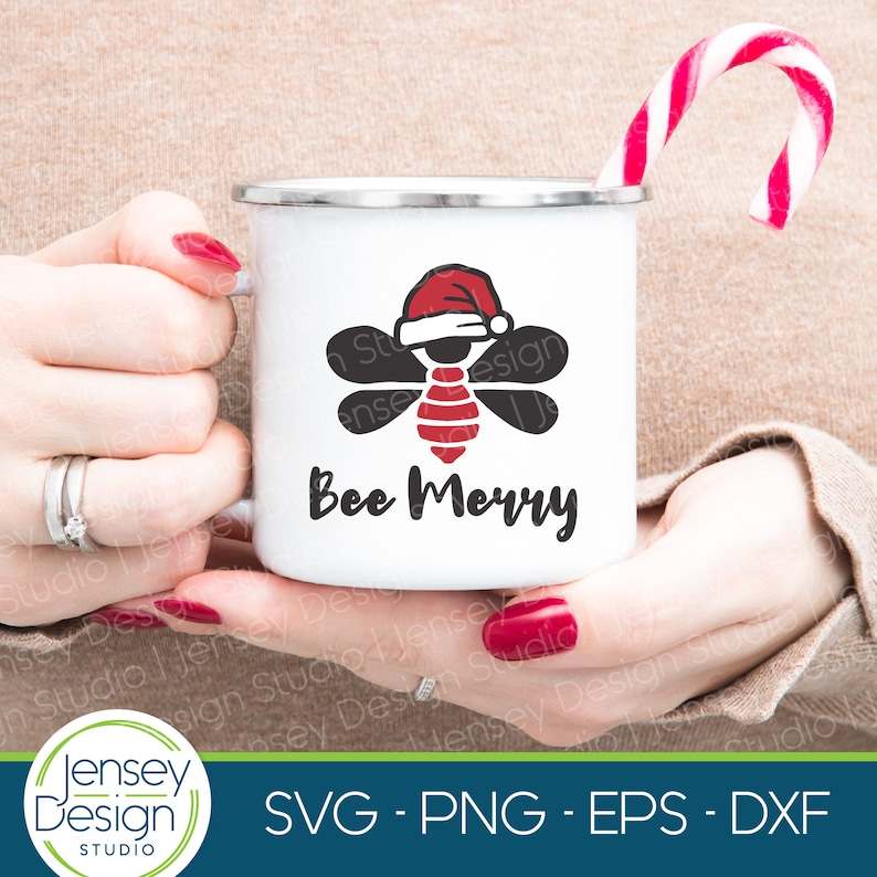 Cute Santa Hat Svg, Bee Merry svg | Cute Santa svg | Christmas Quote svg#4