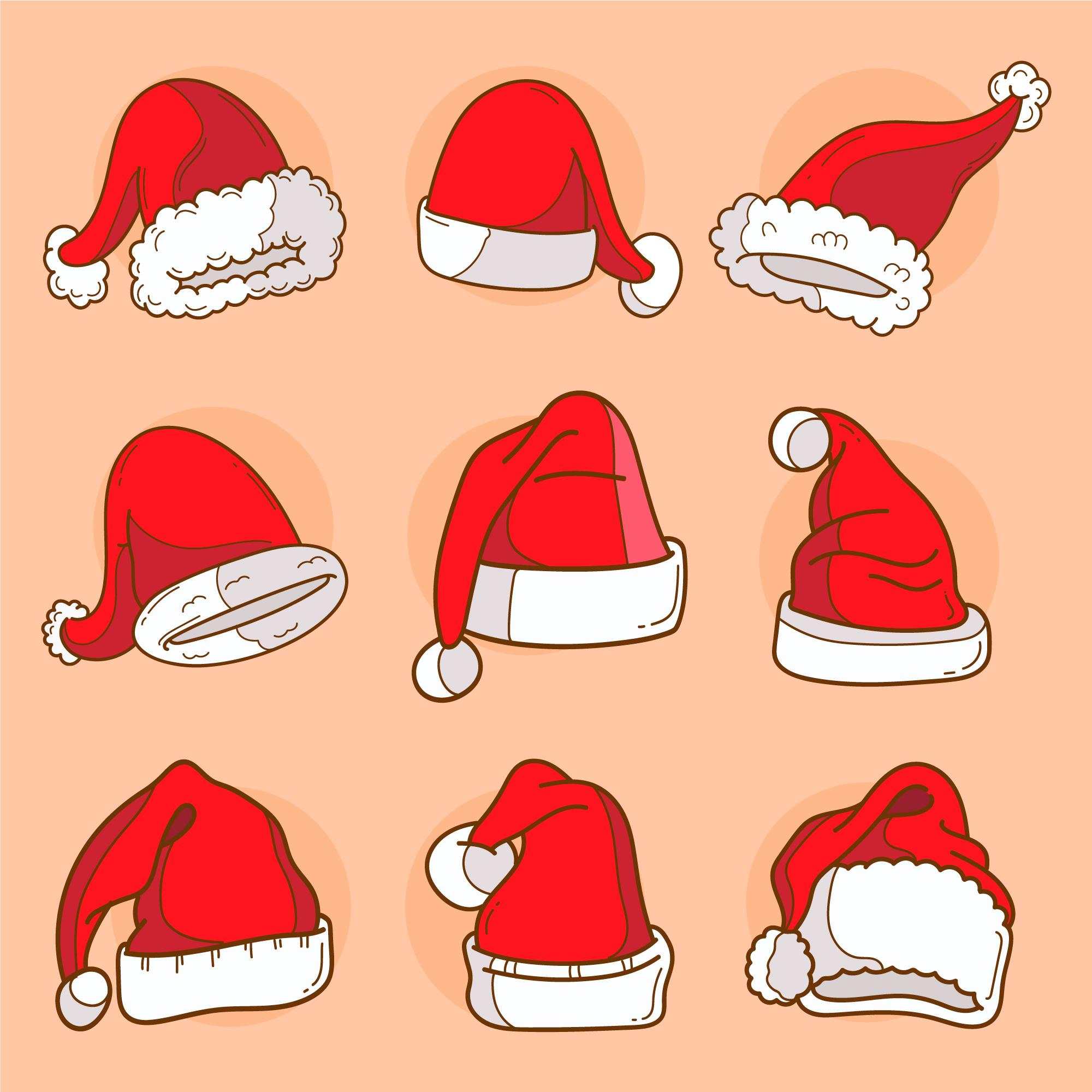 Santa Hat Svg Free, Santa Hat - Instant Digital Download - Santa Clause Hat Bundle#1